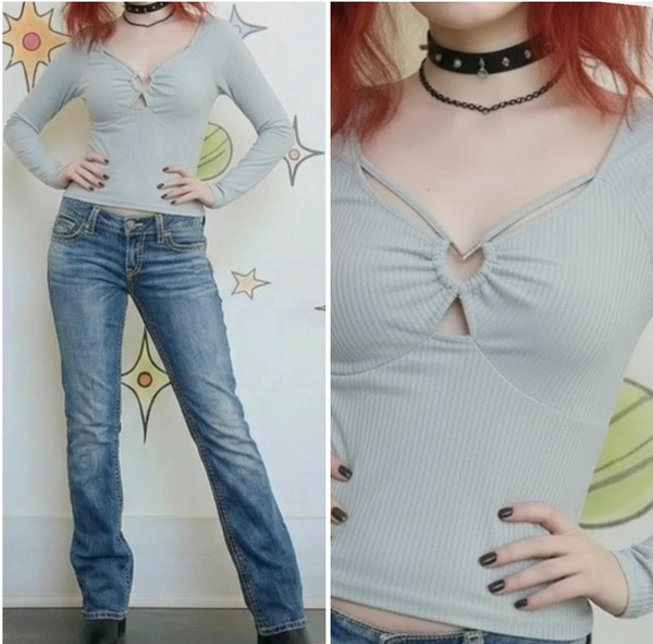 Vintage Y2K | Sweetheart Cut Out Coquette Fairy Cyber Grunge Indie Sleaze Top S