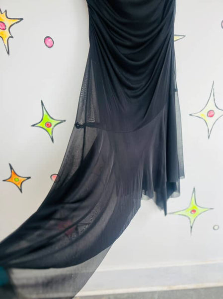 90s Y2K Black Fairy Grunge Mall Goth Babydoll Slip Dress Handkerchief Hem – 5/6