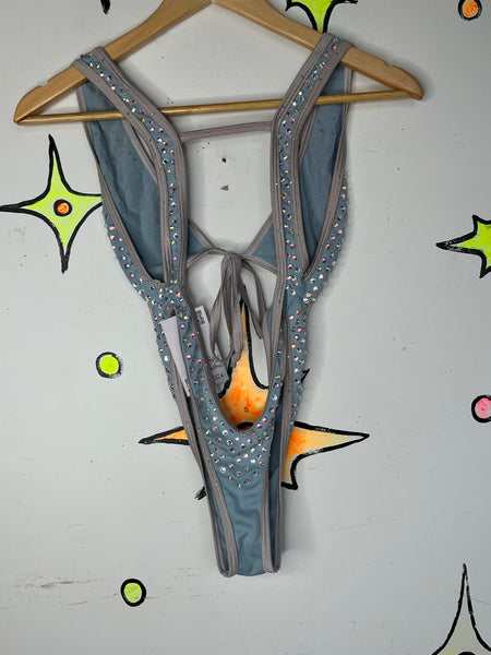 Y2K Crystal Rhinestone Fairycore Bodysuit Festival Rave Swim - XS/S