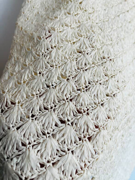 Vintage Keita Maruyama Tokyo Japanese Raffia Straw Woven Off-White Swing Skirt S