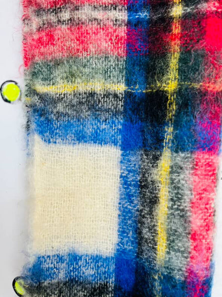 Vintage Oversized Mohair Wool Tartan Scarf | Punk Emo Grunge Plaid Wrap