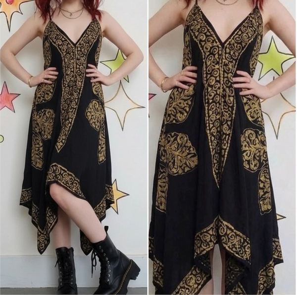 Whimsigoth Asymmetric Dress Boho Fairy Grunge Gauzy Maxi Size S/M