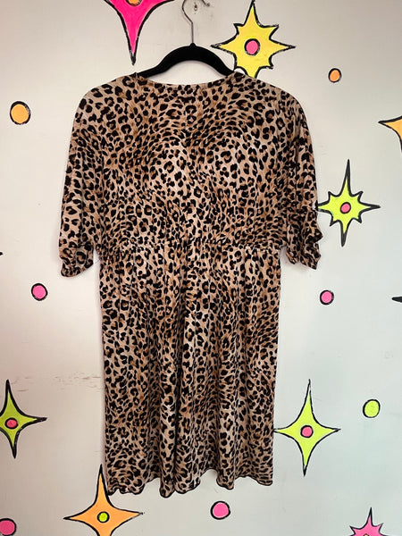 Y2K Leopard Babydoll Dress | Indie Sleaze Rock Star Girlfriend Glam Mini M