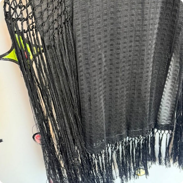 Antique 1920s | Black Fringe Flapper Fringe Piano Dress