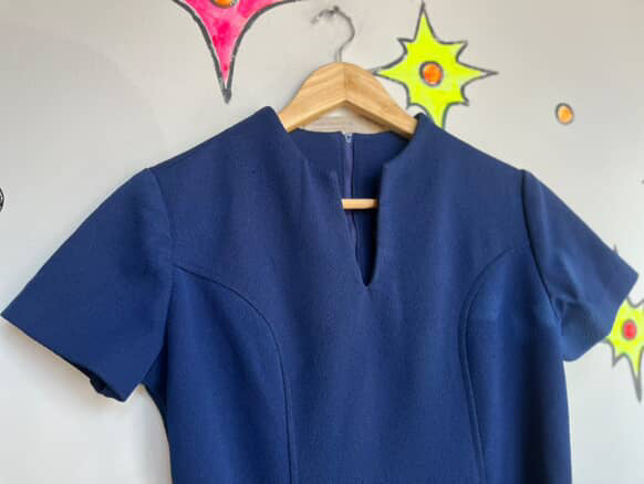 Vintage 60s MOD Navy Mini Dress or Top - Space Age Go-Go Sears Jr Bazaar - XS/S