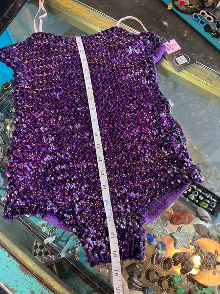 Vintage Dance Costume | Purple Sequin Showgirl Burlesque Circus Leotard Playsuit