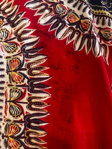 Vintage African Dashiki Maxi Dress - Boho Ethnic Print - Unisex Festival Wear