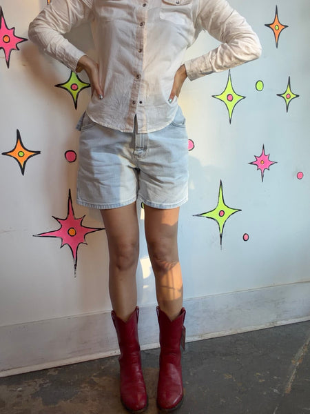 Vintage Lee High Rise Denim Shorts Light Wash Western Mom Shorts Boho Grunge 26