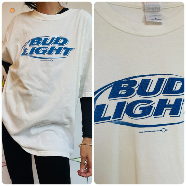 Vintage 90s Bud Light Grunge Biker Americana T-Shirt – Black Retro Beer Tee – XL