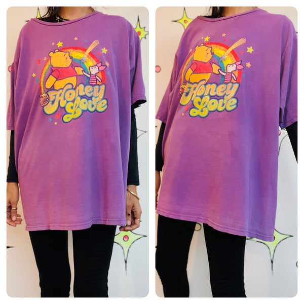 90s Y2K Honey Love Winnie the Pooh Graphic Tee – Oversized Grunge T-Shirt XL
