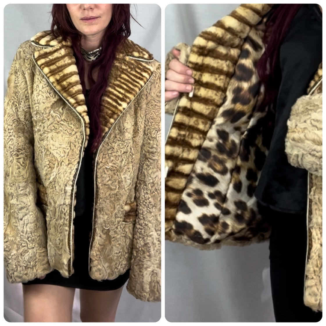 Vintage 70s | Boho Penny Lane Glam Persian Lamb Fur Trim Coat | Penny Lane | M
