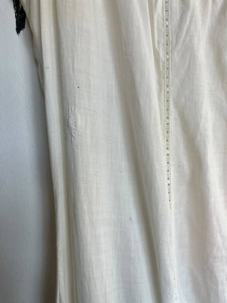 Antique Early 1900s Edwardian Cotton Lace Slip Dress Chemise Corset Cover | S/M