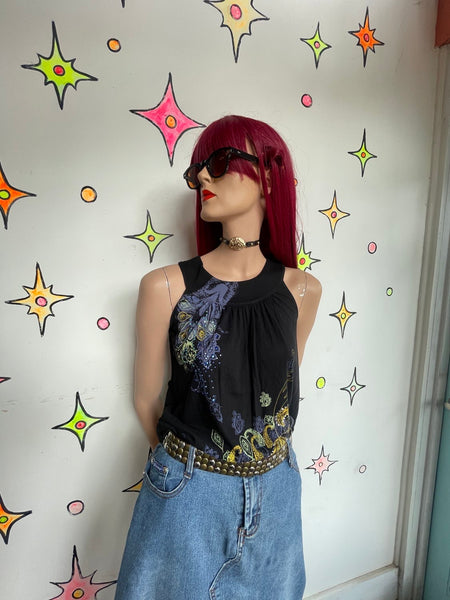 Y2K Paisley Tee Tattoo Print Whimsigoth Fairy Grunge Earthy Boho M