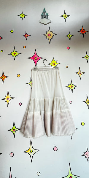 Vintage White Pink Crinoline Ruffles Layered Lace Coquette Babydoll Petticoat M