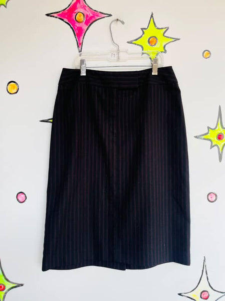 90s Y2K Black w Red Pinstripes Pencil Skirt - Preppy Office Goth Academia - 4