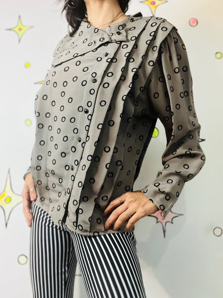 Vintage 1980s Glam Emanuel Ungaro Silk Wearable Art Designer Blouse