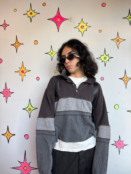 80s 90s Pierre Cardin Cropped Sweater Striped Skater Grunge Pullover Oversized M/L