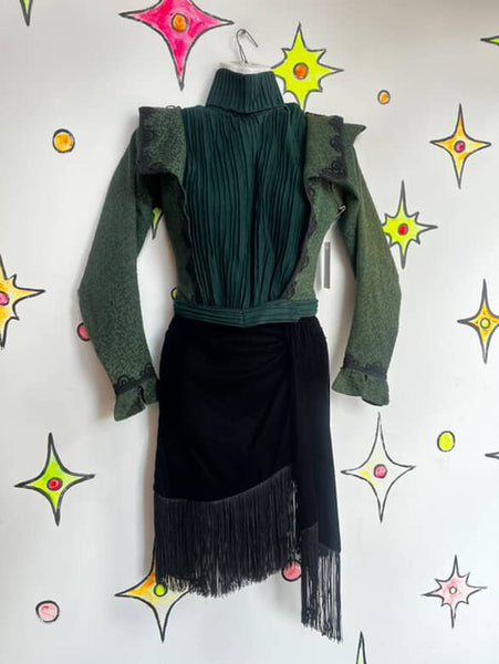 Antique 1890s Green Wool Bodice – Handmade Victorian Era Top – XS