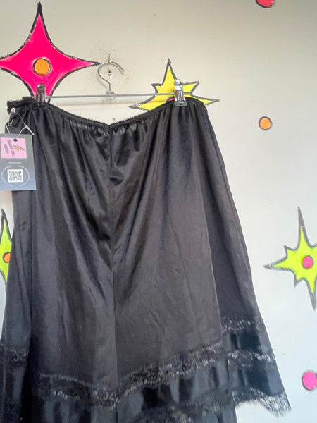 Vintage Black Tap Panties Lace Nylon Bloomers Lingerie Lounge Shorts XL+