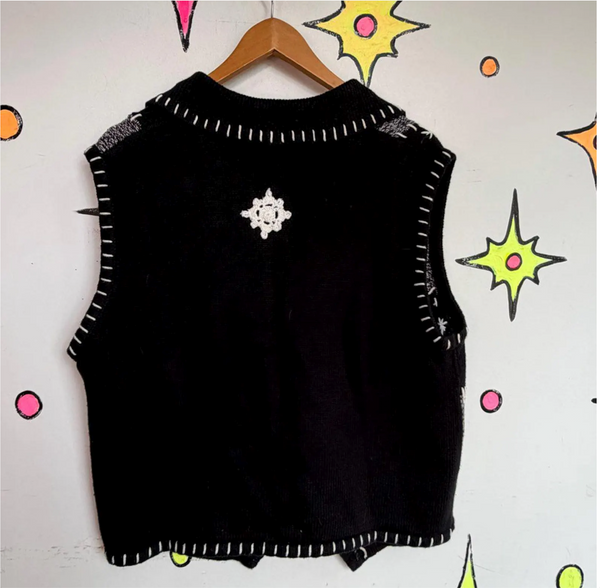 Vintage 80s 90s Embellished Ugly Christmas Knit Sweater X Mas Party Vest M