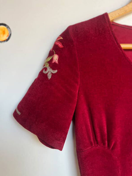 Vintage 60s 70s MOD Micro Mini Dress or Top – Deep Cherry Red Boho Go-Go - S