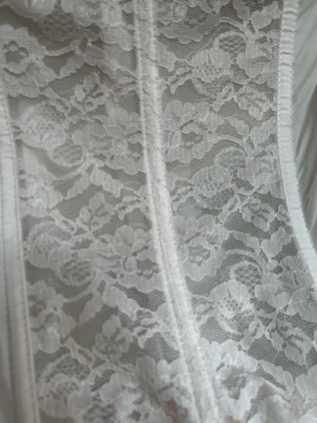 Vintage Off-White Lace Bustier - Union Label Victorian Revival Lingerie - 38B