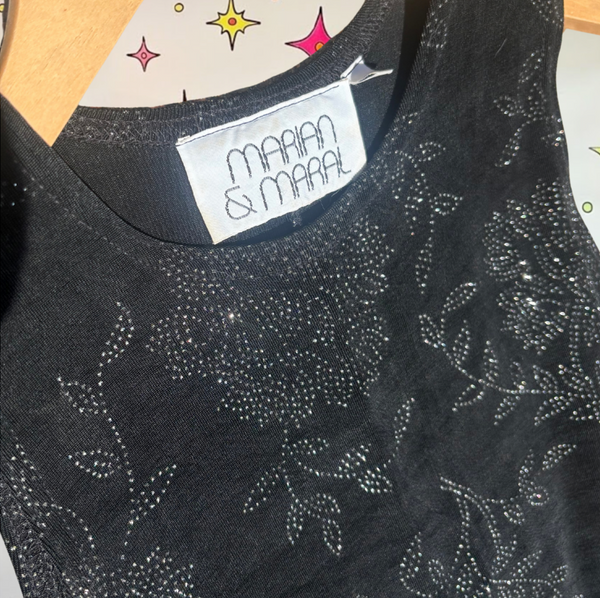 Vintage 90s Whimsigoth Glitter Dress Black Sparkle Goth Fairy Maxi Dress - S