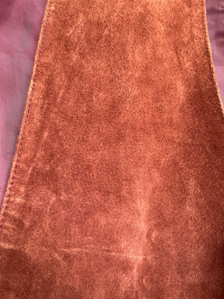 Vintage Brown Suede Leather Oversized Vest – Rocker Grunge Western Boho - XL