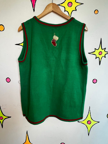 Vintage Ugly Christmas Vest Snowman Tacky X Mas Party Holiday Sweater Vest L