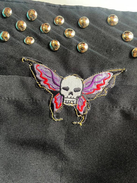 Y2K Goth Studded Tattoo Skull Utility Apron | Punk Emo Whimsy Goth | Size S