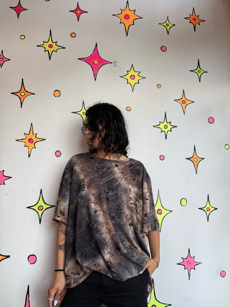 Y2K Tattoo Print Glitter Top Whimsy Goth Fairy Grunge Distressed Graphic Tee XL
