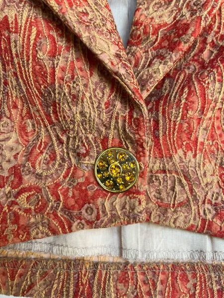 Vintage Y2K Brocade Fairy Grunge Victorian Pirate Paisley Boho Bolero Vest – S