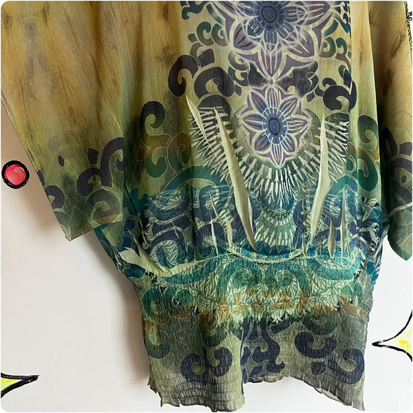 Vintage Y2K | McBling Sheer Tattoo Print Grunge Emo Indie Sleaze Fairy Top | XL