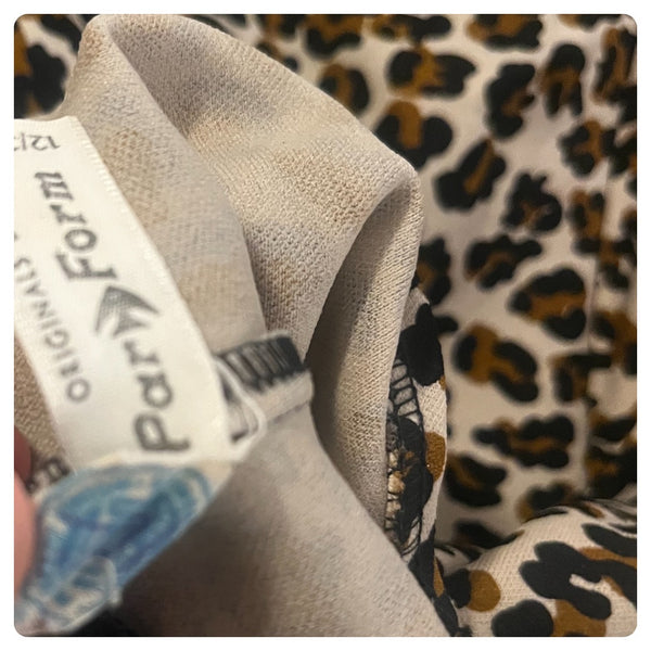 Vintage 50s Leopard Print Swimsuit Playsuit Bathing Suit | Mesh Cut Out | 12 34