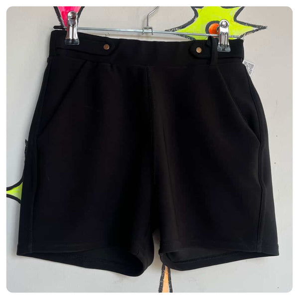 Y2K Black Sailor Shorts with Gold Buttons – Pirate Boho Grunge Goth – Size 2