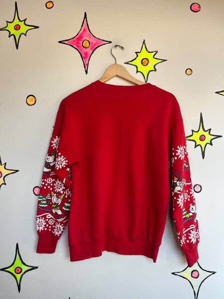 Vintage 80s Puffy Paint Teddy Bears Snowflakes Tacky Ugly Christmas Sweater ML