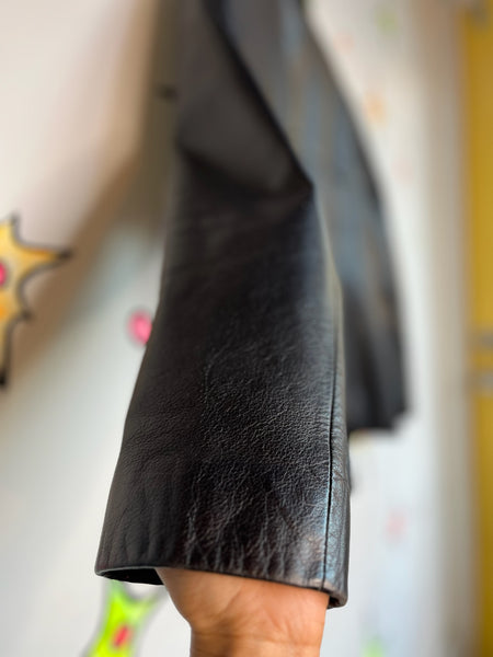 Vintage 90s Y2K Black Leather Grunge Zip Up Racing Jacket – Wilsons Leather – L