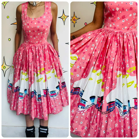 NWT Pinup Couture Mary Blair Pink Fit & Flare 50s Style Dress - Size S