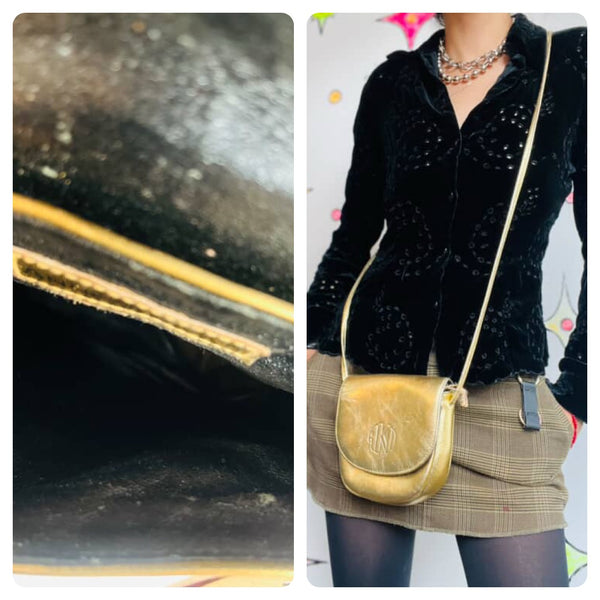 Vintage Gold Anne Klein II Crossbody Bag - Small Glam Y2K Shoulder Purse