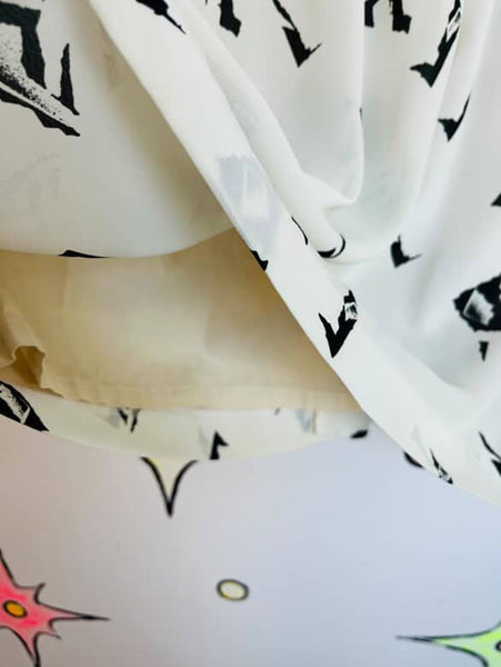 Vintage 70s/80s Boho Grunge Abstract Print Midi Skirt with Pockets – Small