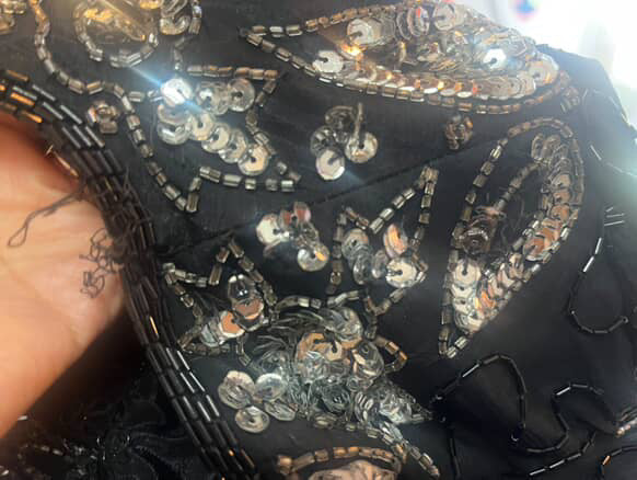 Vintage 80s Black & Silver Sequin Beaded Pirate Glam Rock Party Jacket Size S