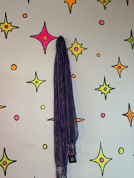 Y2K Purple Metallic Scarf | Fairycore Shabby Chic Boho Wrap