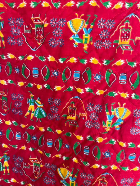 Absolutely Adorable 1950s Red Quilted Circle Skirt - Rockabilly Swing - Small