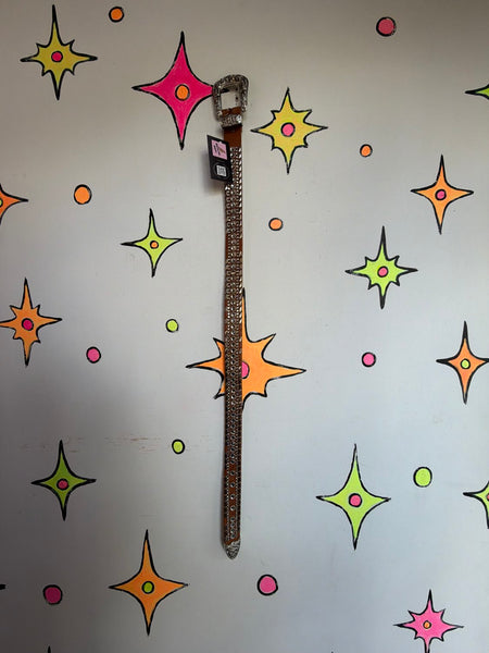 Y2K Tan Embellished Studded Rhinestone Fairy Grunge Belt McBling Cowgirl Core