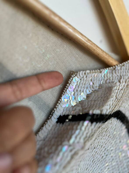 Vintage 80s Disco Glam Fully Sequin Silk Wearable Art Dolman Bat Wing Blouse M/L