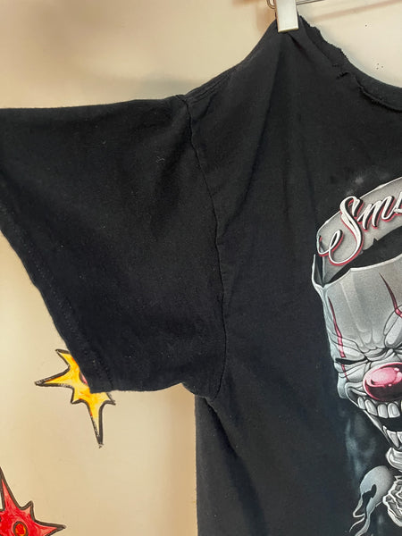 Y2K Tattoo Print Goth Grunge Clowncore Clown Mask Horror Thrashed Tee T Shirt - XL