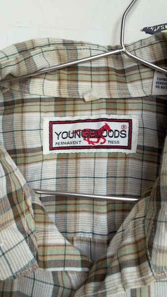 70s 80s Plaid Men's Button-Up Shirt | Vintage Western Grunge – Medium