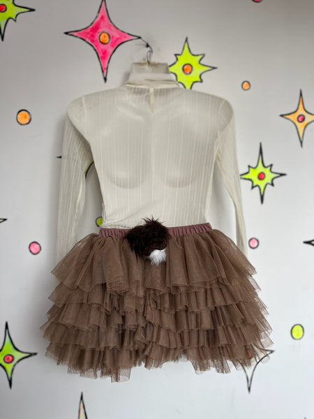 Y2K Fluffy Tulle Petticoat Tutu Skirt Balletcore Fairy Grunge Animal Cosplay XS