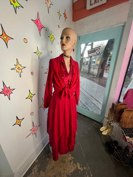 Y2K Red Silk Halter Fairy Princess Prom Dress Silk Halter Gown BCBG Max Azria XS