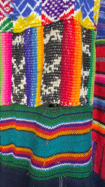 Vintage 80s 90s | Rainbow Patchwork Guatemalan Boho Grunge Bomber Jacket | XL
